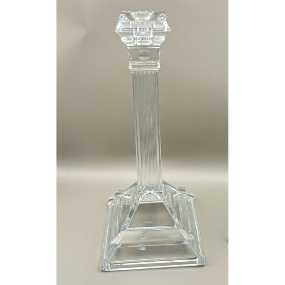 Vintage Crystal Pillar Candle Holders Elegant Columns Art Deco 10" Candlesticks - Picture 9 of 11